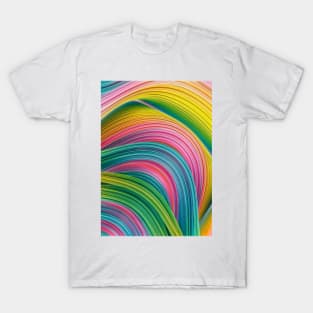 Stranded Horizon. Abstract Colorful Green, Yellow, Blue and Pink Minimal Artwork T-Shirt